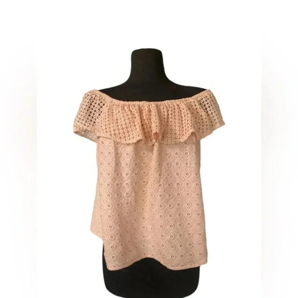 Rebecca Minkoff Coral Ruffles Off Shoulder Blouse light Pink Size Small - Picture 2 of 6